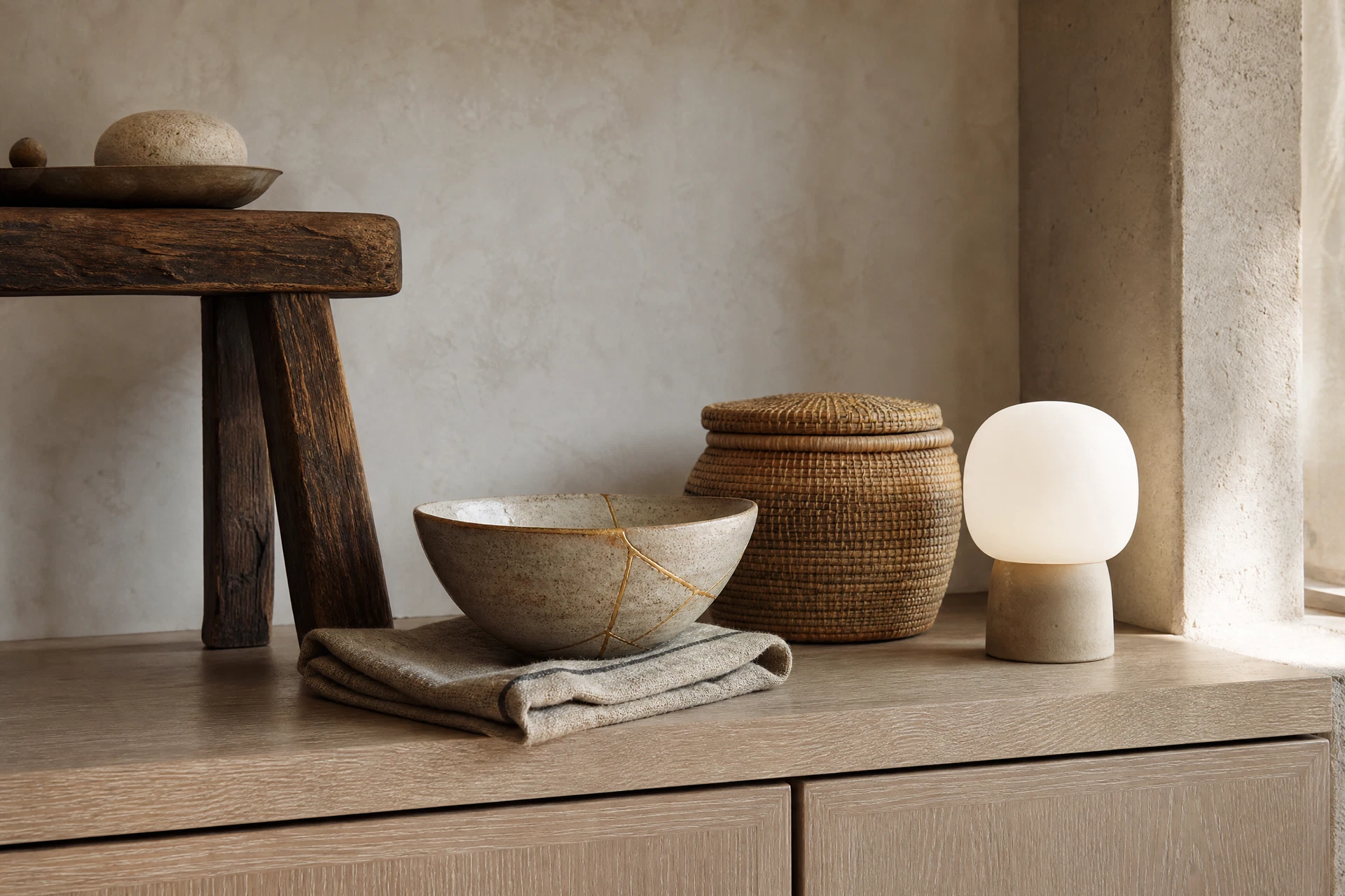 Textured interior with enduring natural materials